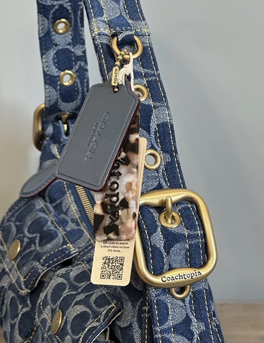 COACH Cargo Shoulder Bag In Upcrafted Signature Denim CCX90 NWT