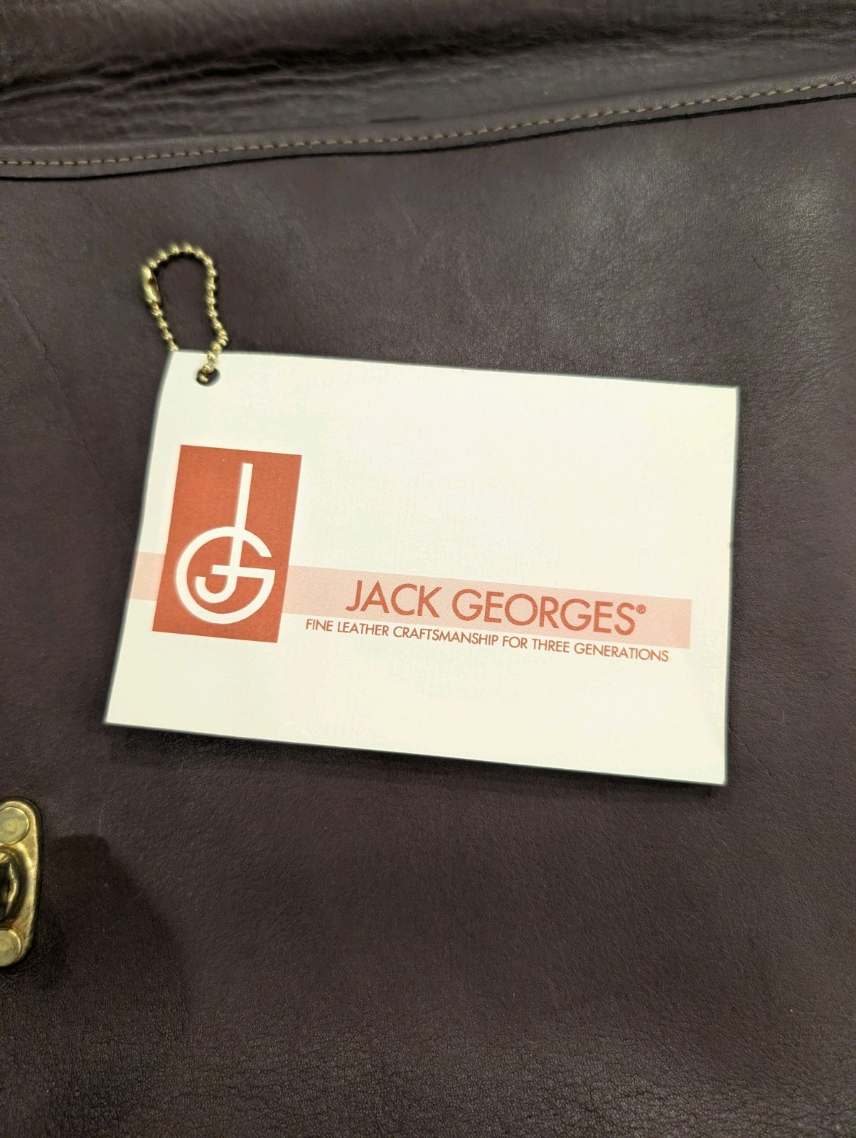 Brown Jack Georges University Professional Leather Briefcase Messenger Bag #2456