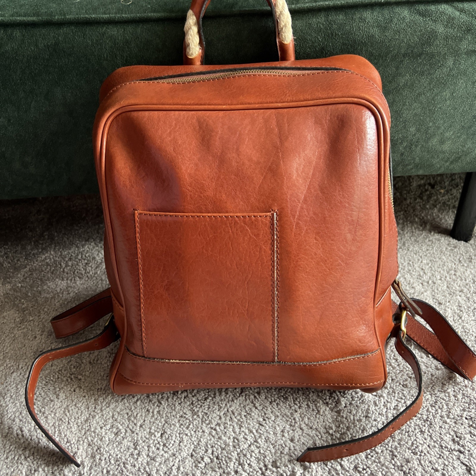 Italian Florence Handmade High Q Genuine Leather Unisex Backpack Made In Italy