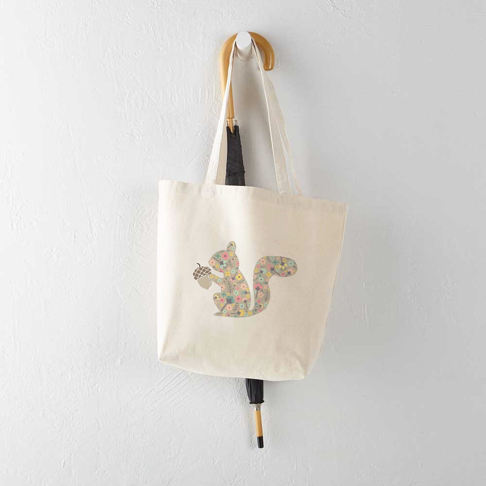 CafePress Floral Squirrel Tote Bag (1514014653)
