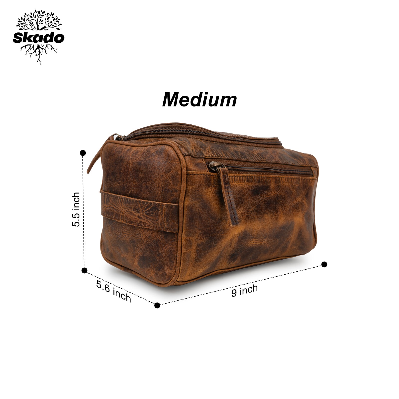 Buffalo Leather Toiletry Bag Travel Hanging Dopp Kit Shaving Makeup Case Unisex