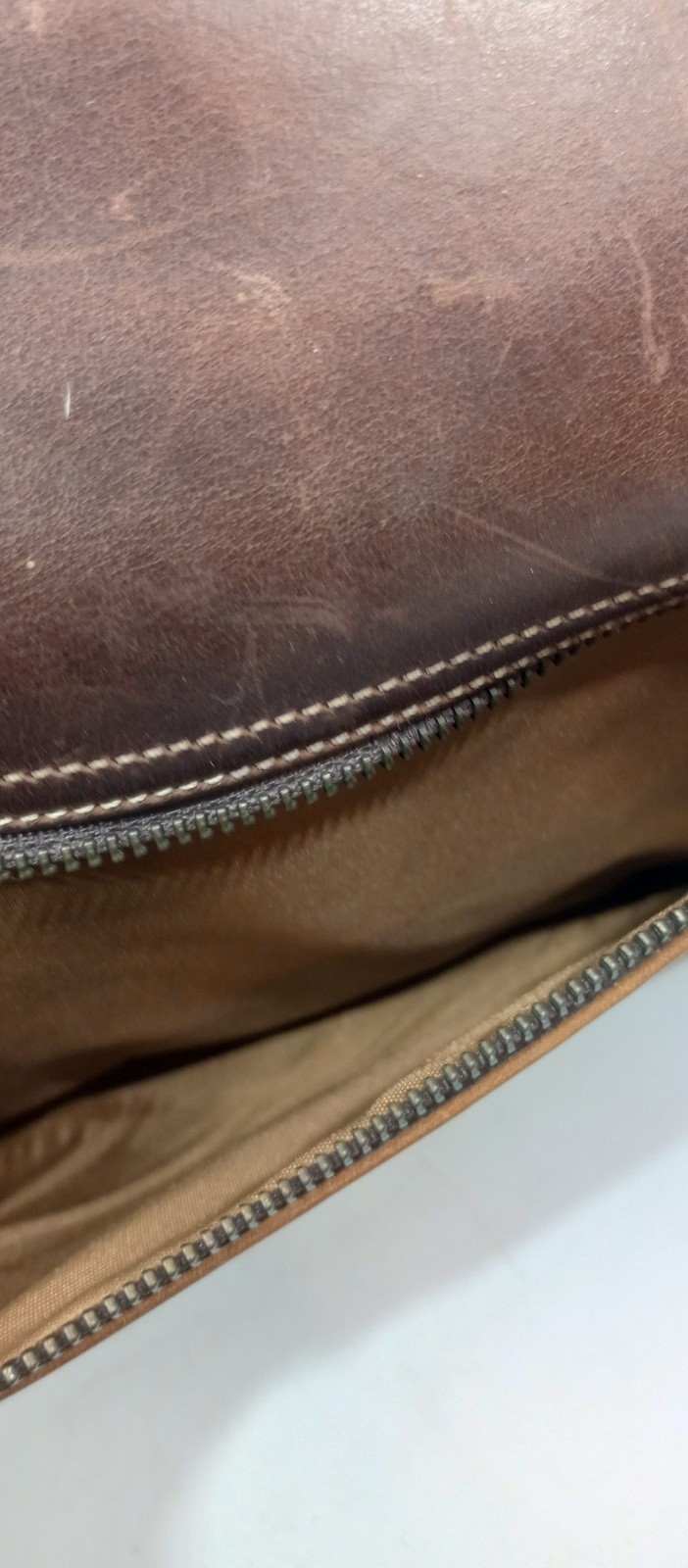 Vtg SCHLESINGER Full Grain Cowhide Brown Leather Briefcase Attache Bag Messenger