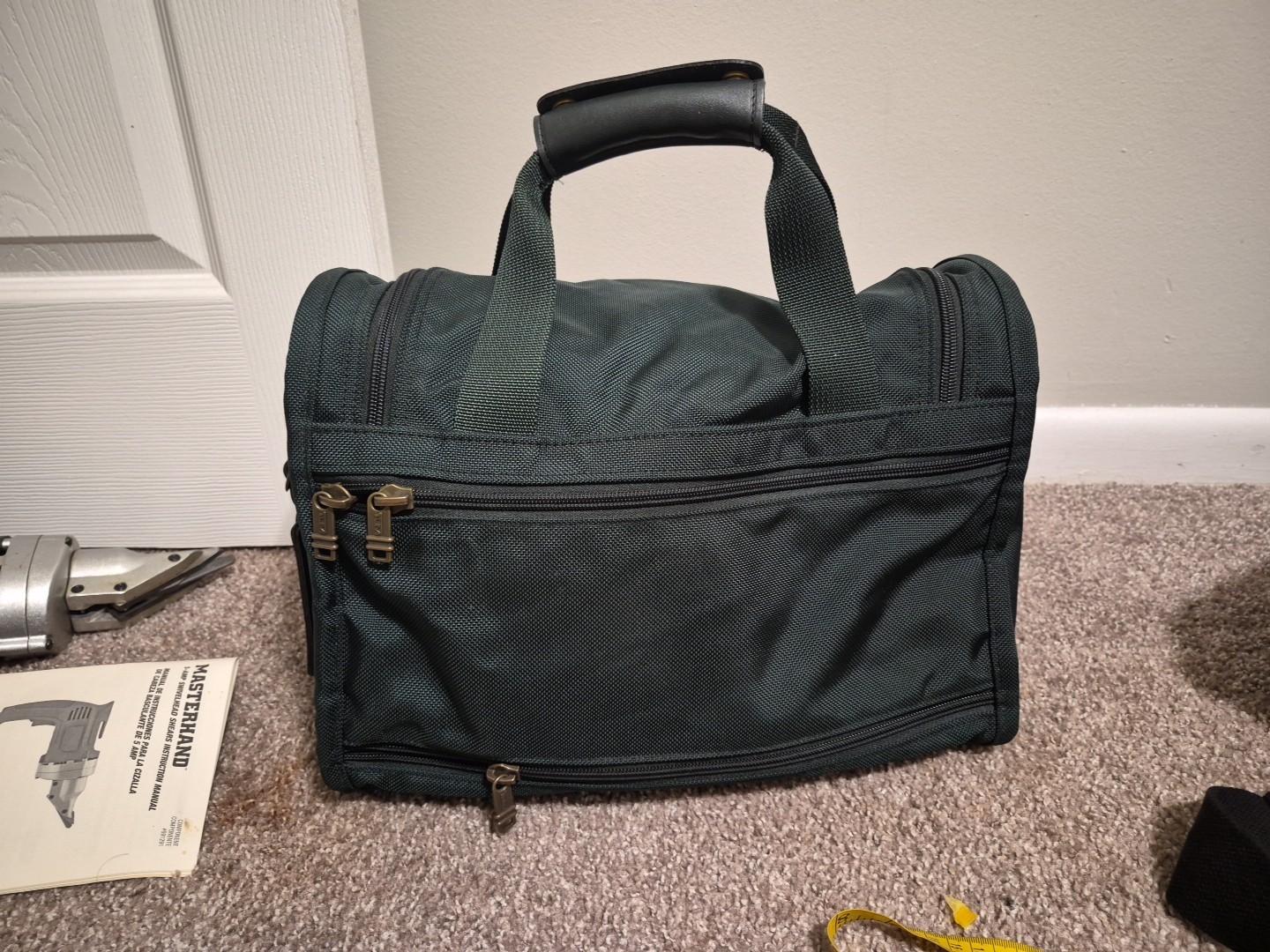 Tumi Dark Green Ballistic Nylon Carry-on Duffle With Name Tag