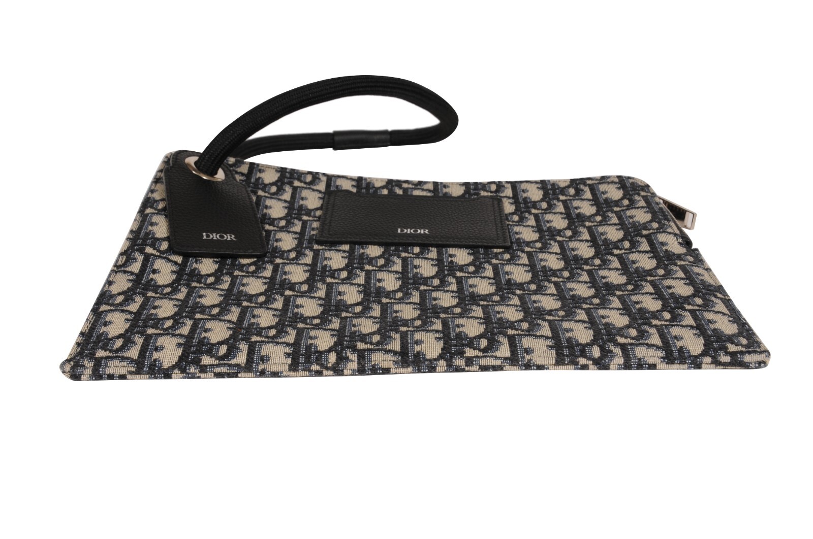 Dior Oblique Logo Wrist Pouch Travel Folder File Black Blue Ipad Document