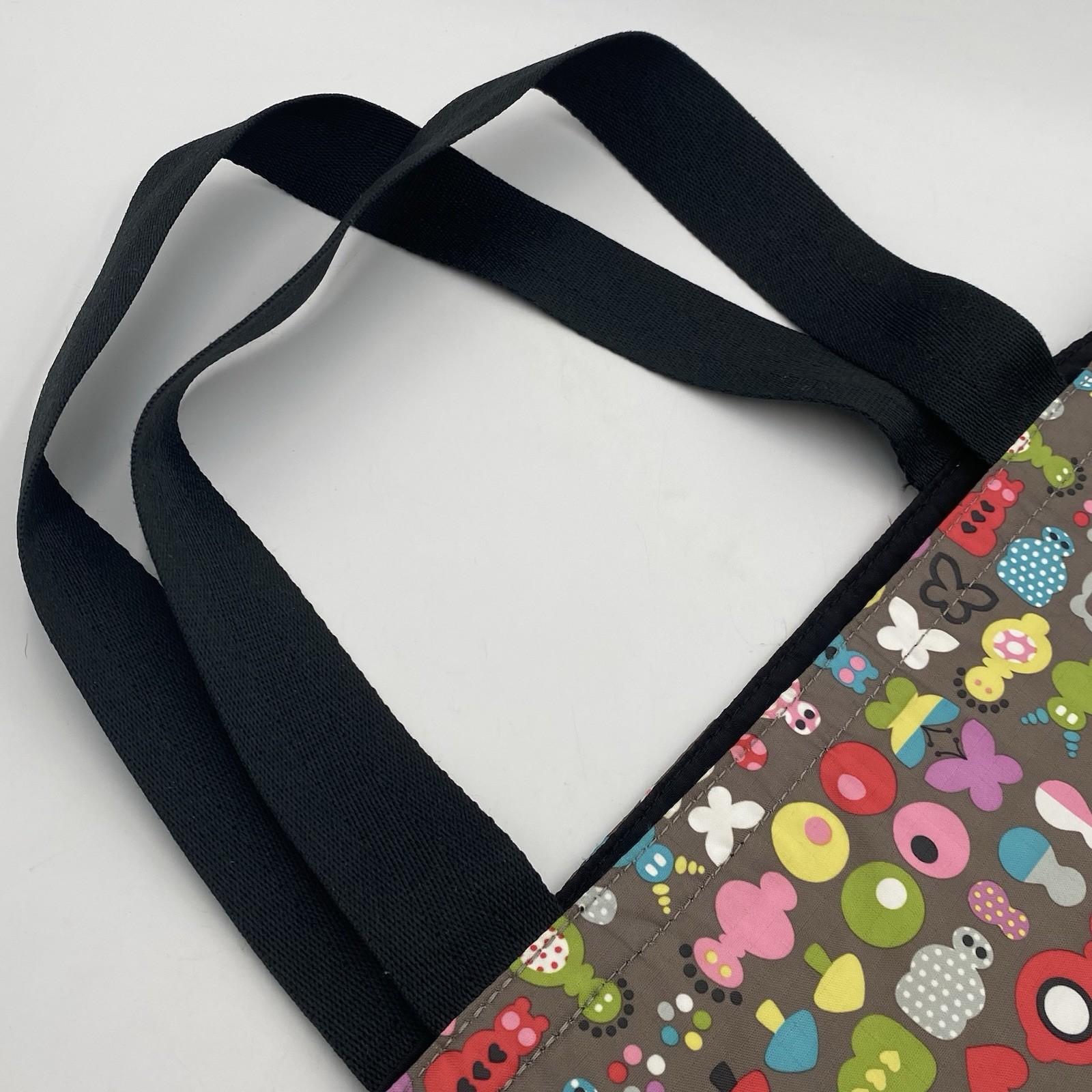 LeSportsac Classic Tote Large Travel Shoulder Bag Reversible Mushroom Butterfly