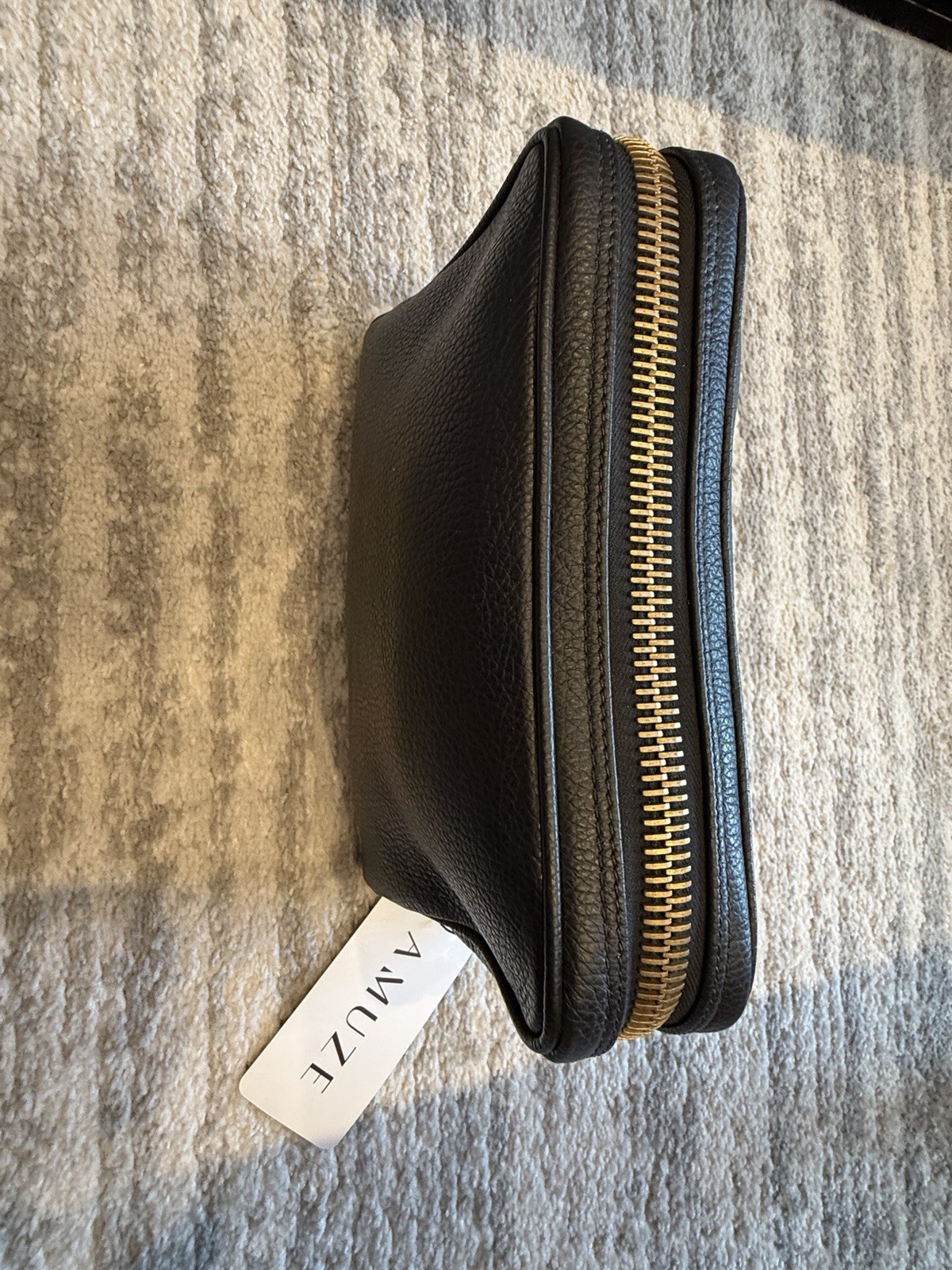 Tom Ford Olive Black Pebble Grained Leather Single Zip Toiletry Bag NWT $0 Ship