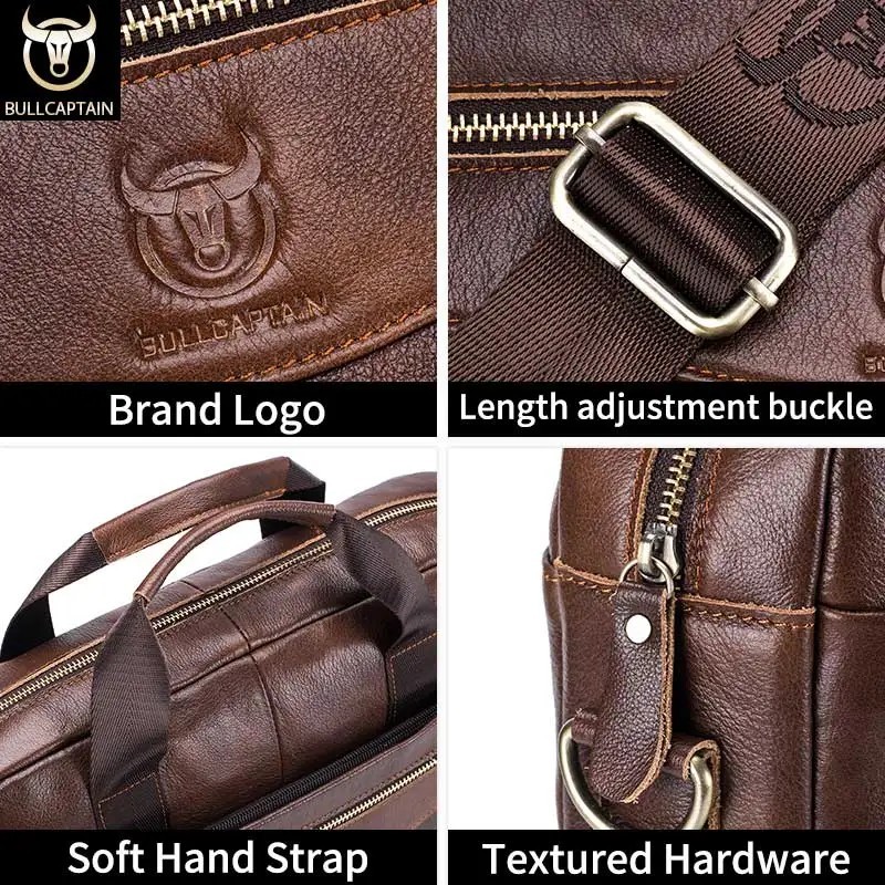 Genuine Leather Men’s Briefcase Laptop Bag 14 Inch Business or Office Work