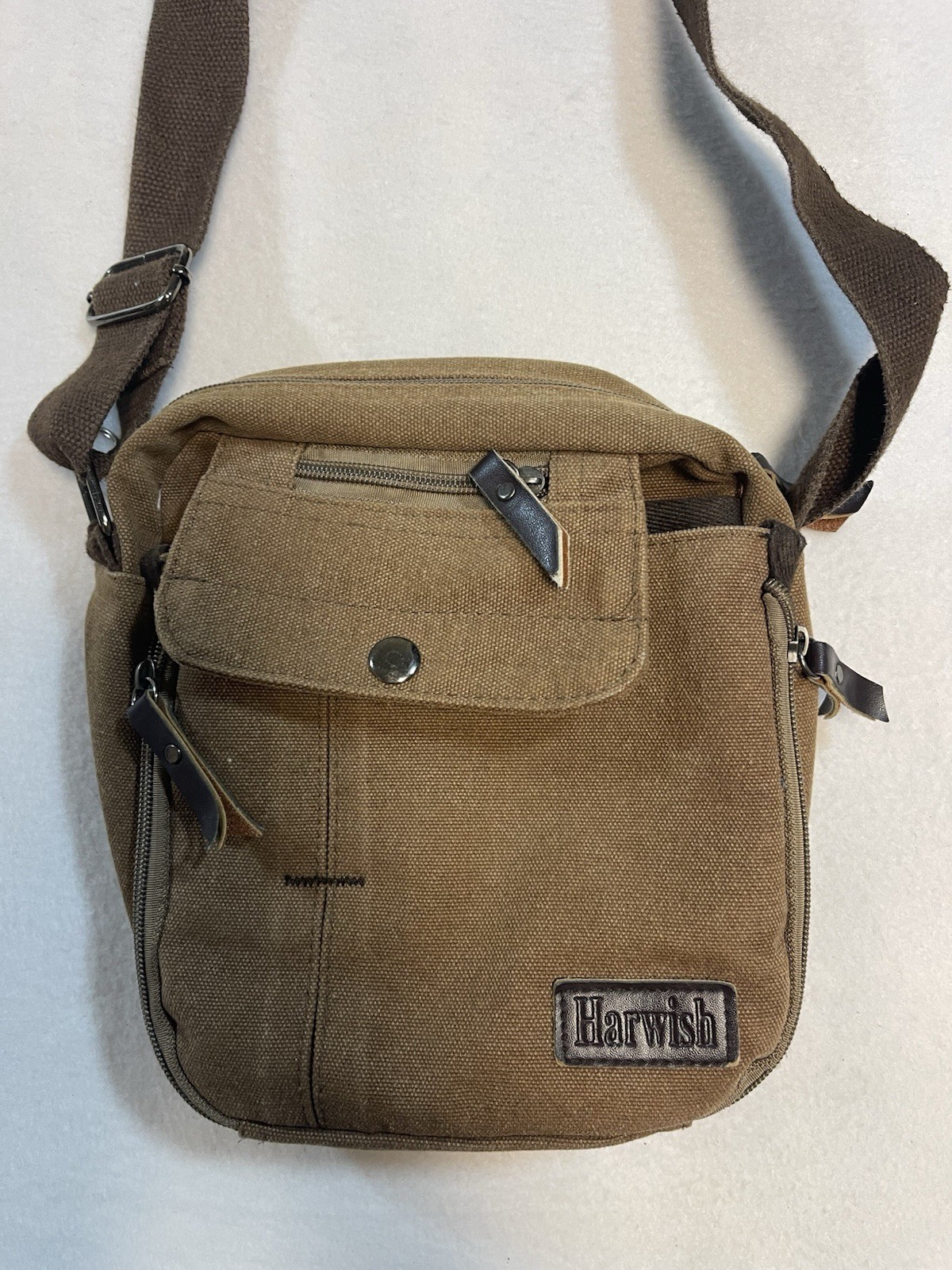 Harwish Men’s Canvas Crossbody Bag 8in By 8 In