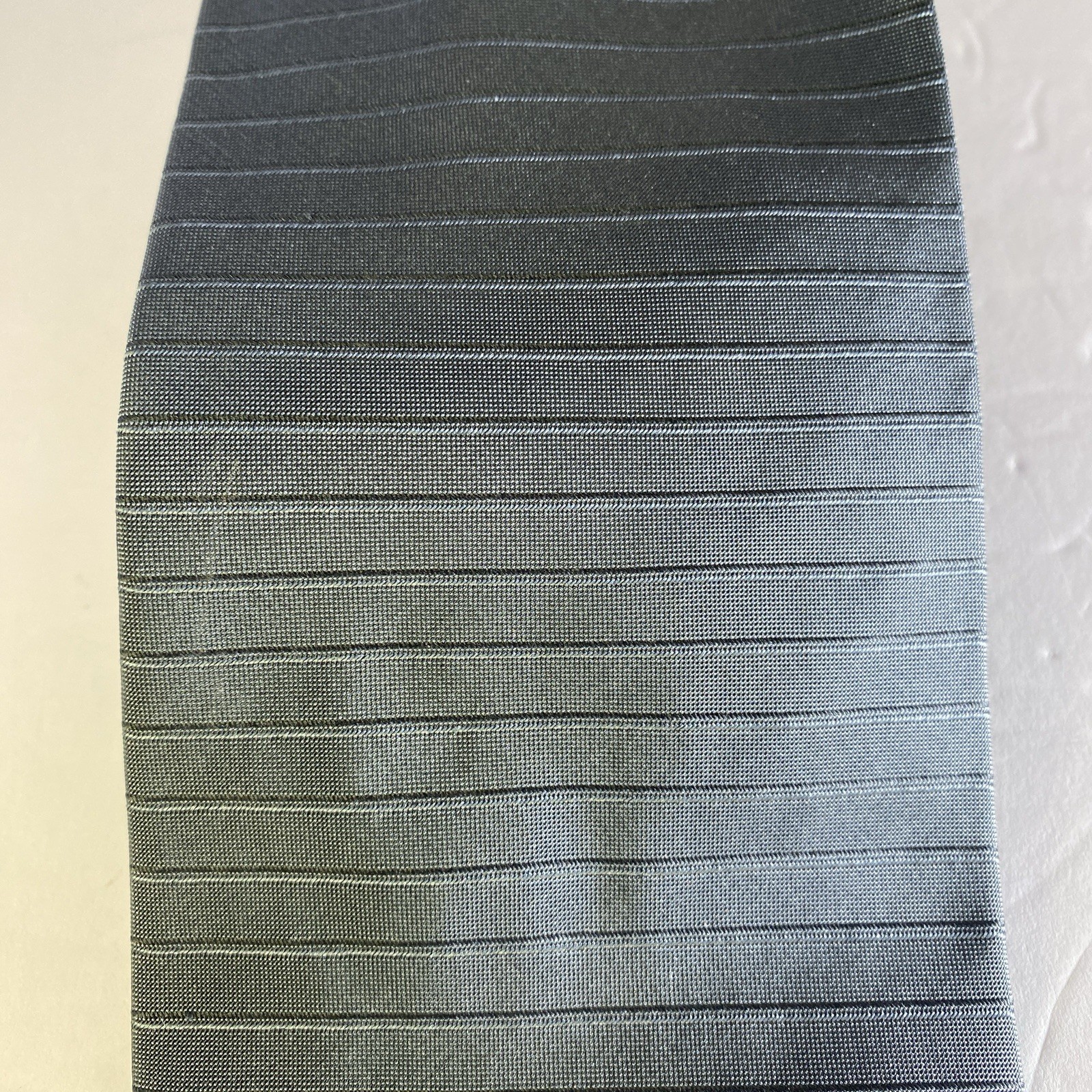 Donna Karan Vintage Tie USA Made Retro Silk 100% Gray Stripe New W Tag 56″