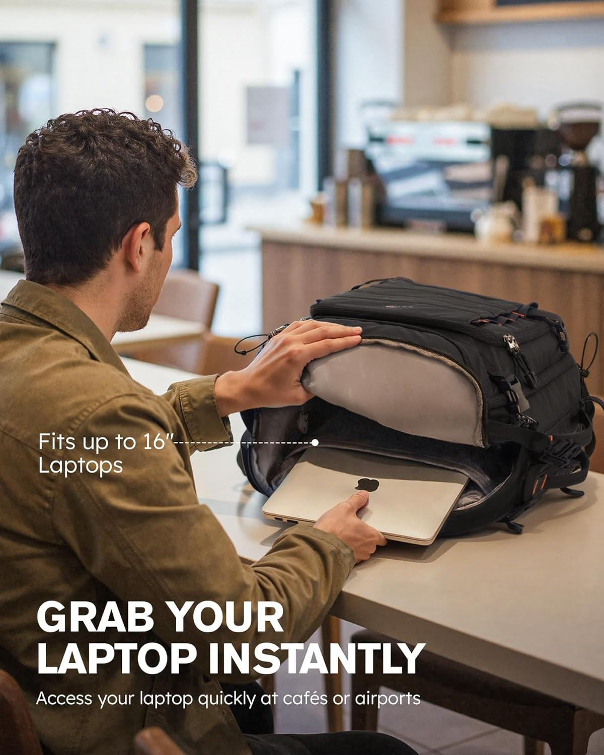 40L Water-Resistant Travel Backpack with Packing Cubes – Black Laptop Bag