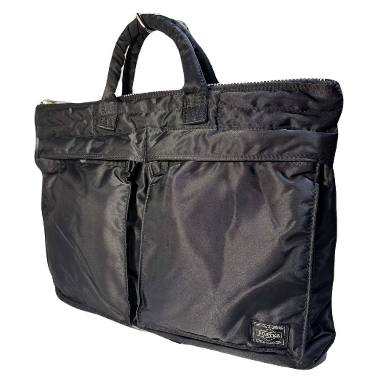 PORTER TANKER Briefcase Black Nylon Business Bag Yoshida Japan