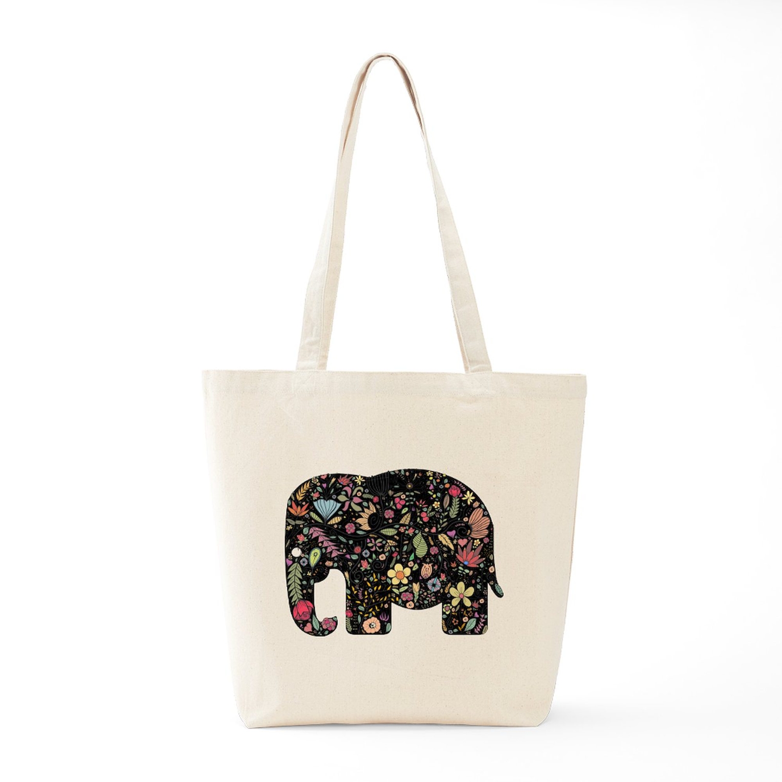 CafePress Floral Elephant Silhouette Tote Bag (1485581848)