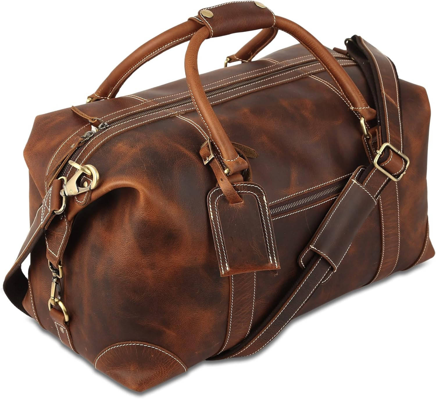 Leather Travel Duffle Bags for Men and Women Overnight Weekend Bag, Sports Gym D