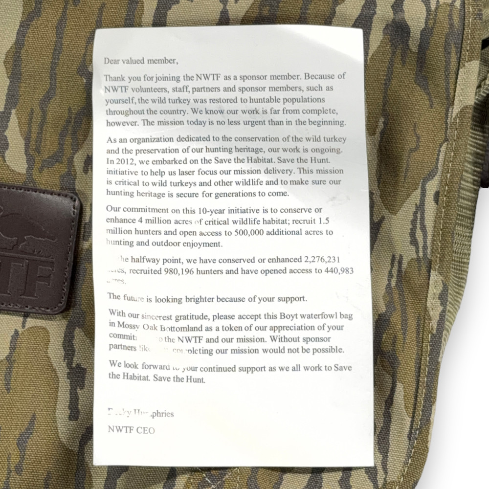 NWFT Bag Green Camo Mossy Oak Messenger Strap National Wild Turkey Federation