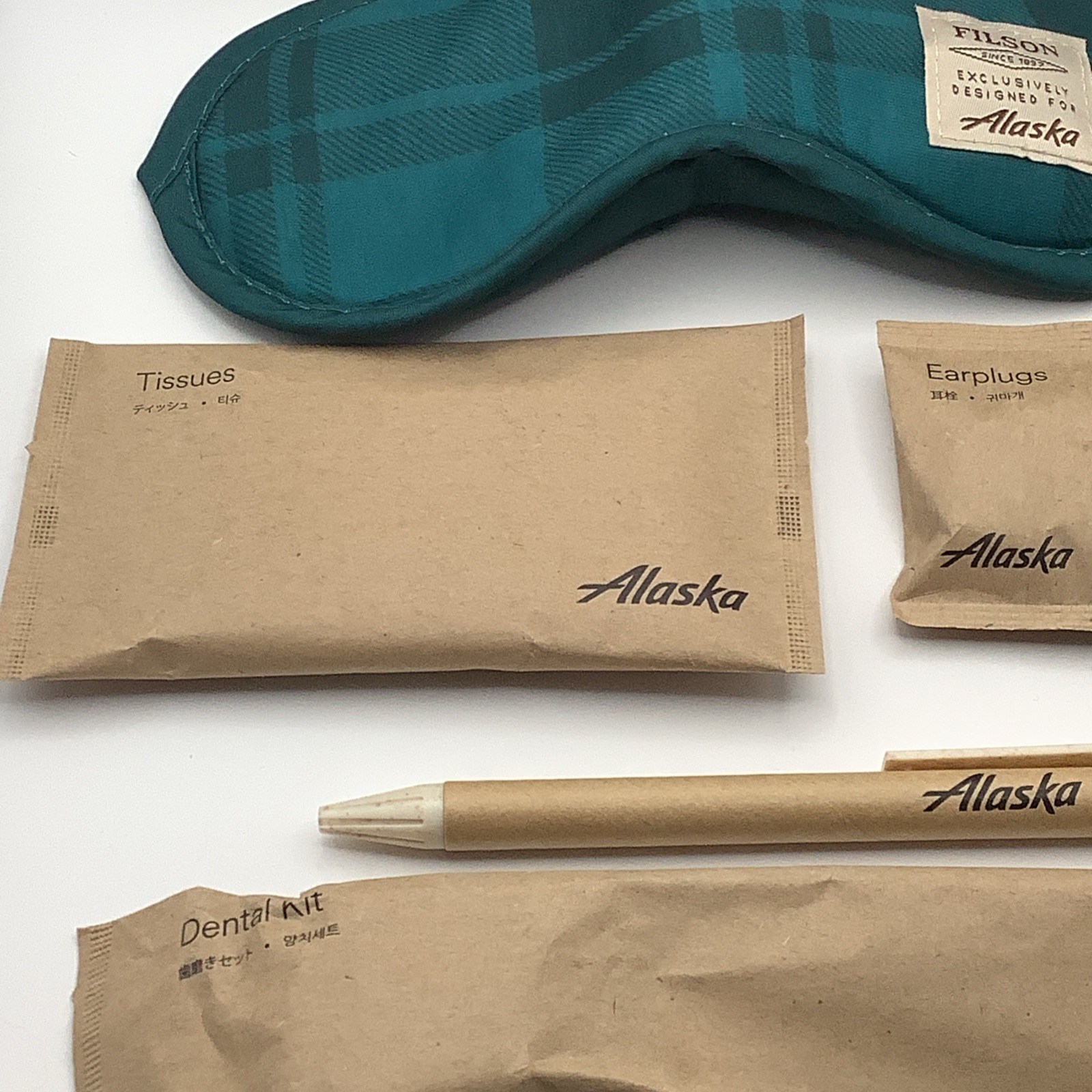 Filson + Alaska Airlines First Class Mini Rugged Twill Dopp Kit W/ Accessories