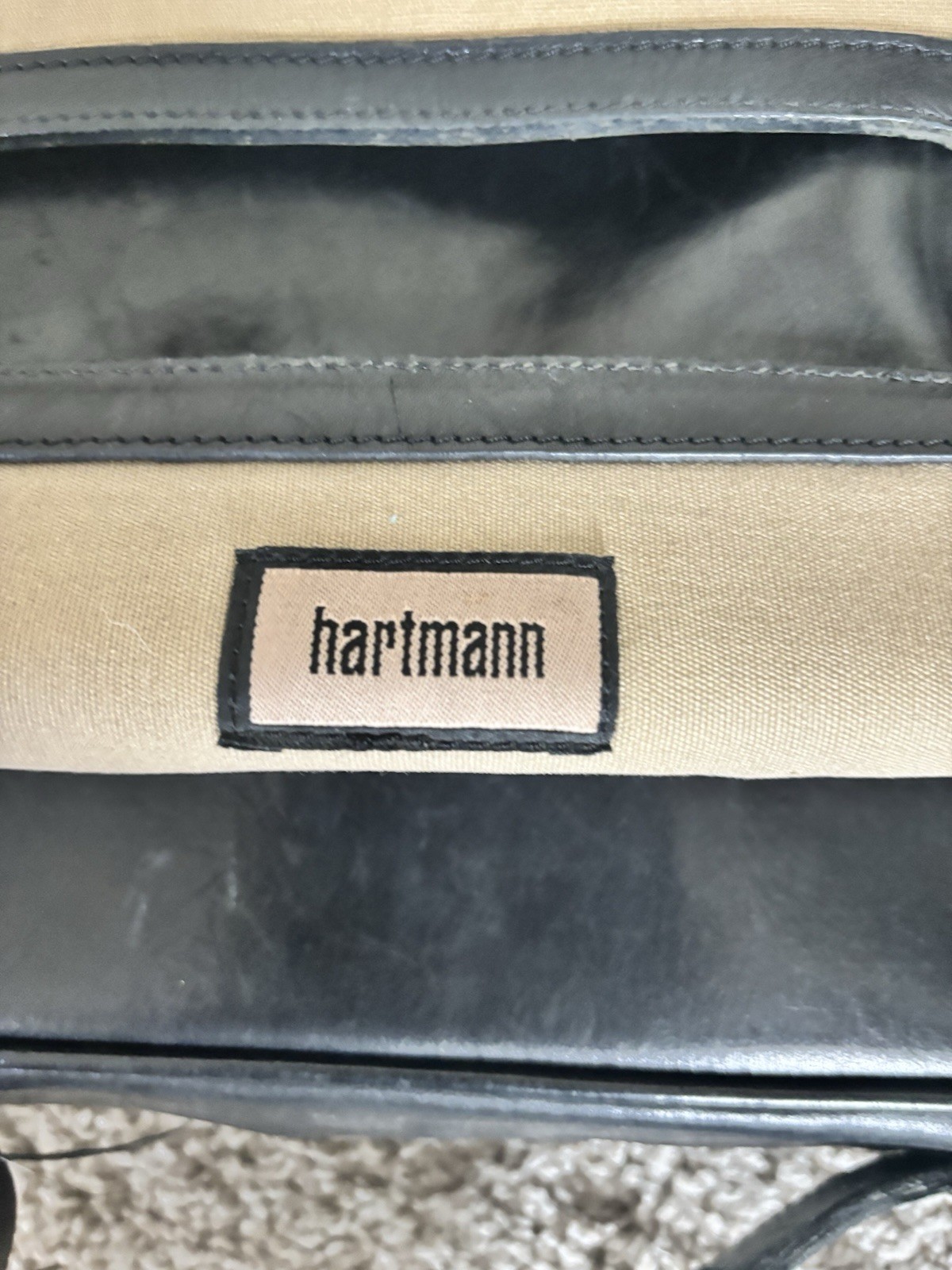 Hartmann Black Briefcase Document Case Push Lock Zip Outer Pockets Dividers