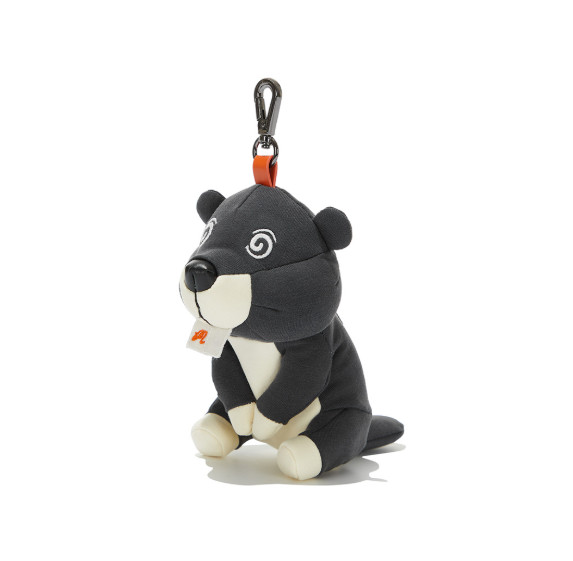 Malbon Golf Beaver Character Ball Case Keyring Plush Charcoal Authentic