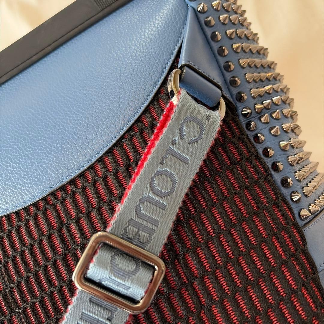 Christian Louboutin Explorafunk Authentic Backpack Shoulder Bag Blue Studs Men’s
