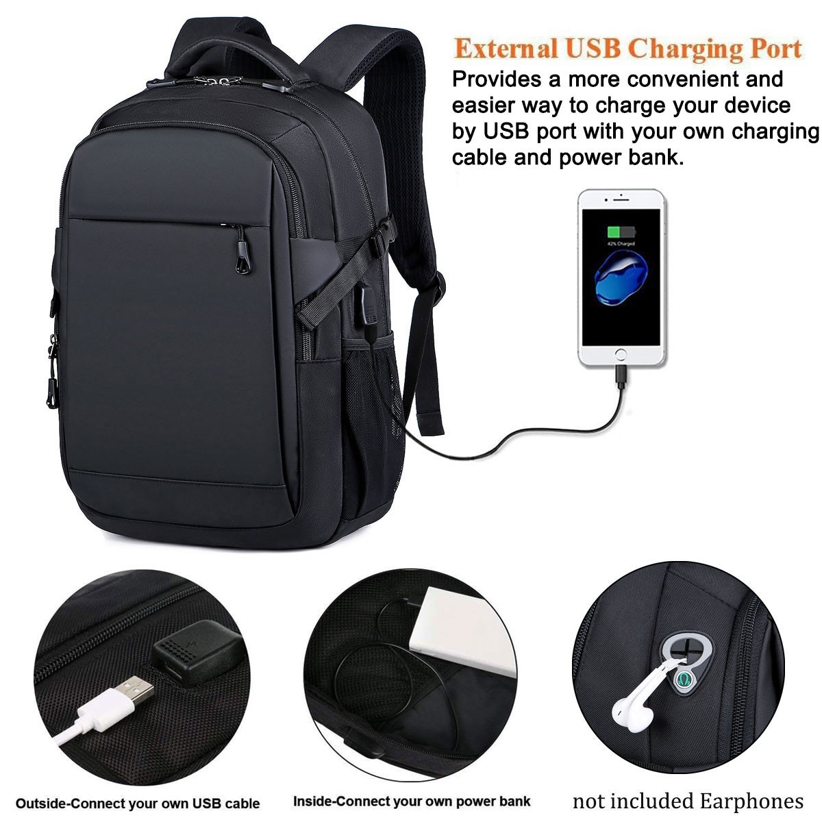 Men Women Backpack Travel Rucksack School Laptop Bag W/ USB Charging Port