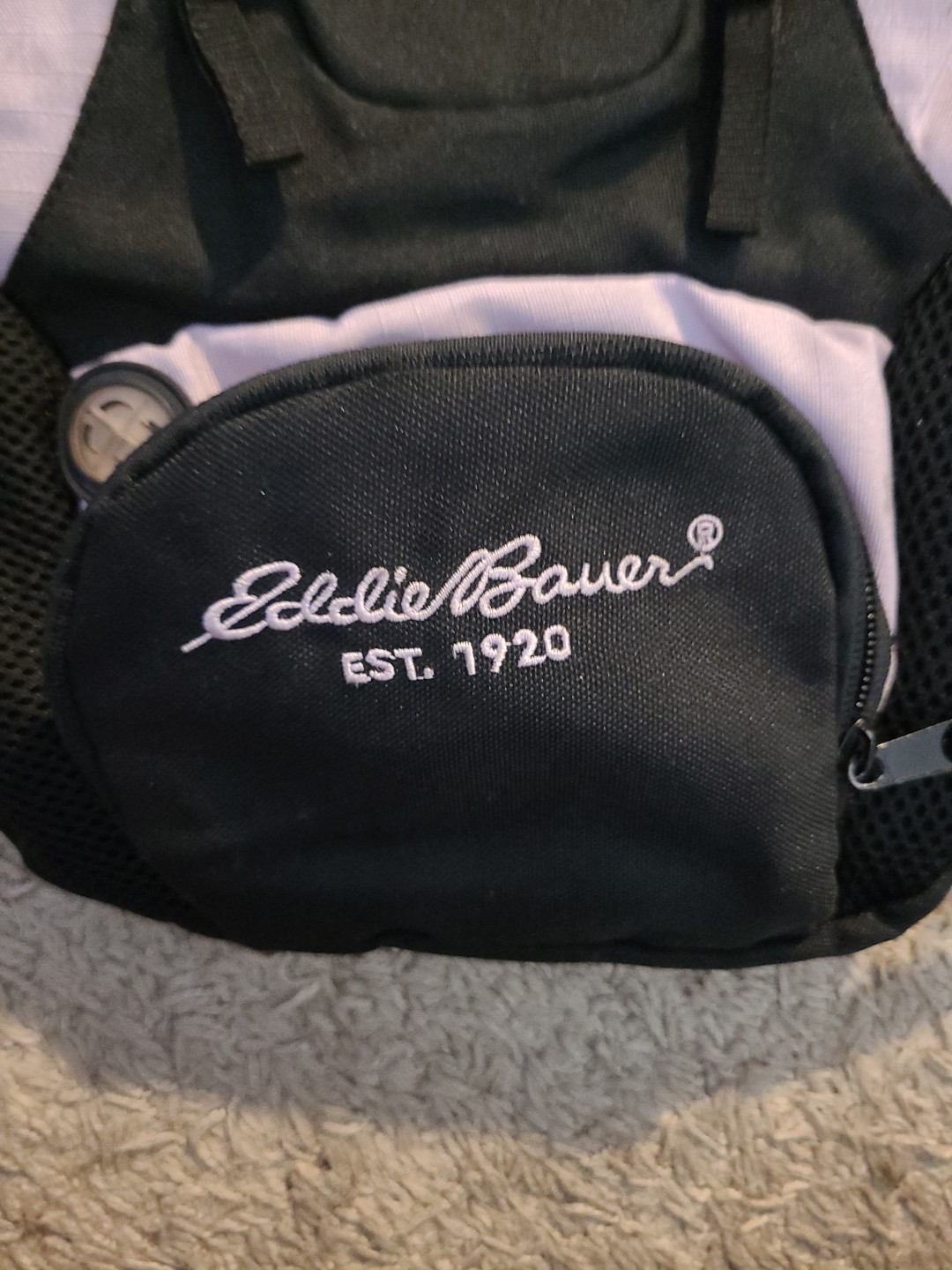 Eddie Bauer Black Sling Bag Shoulder Bag Black/Lavender W/audio Pocket Y2K