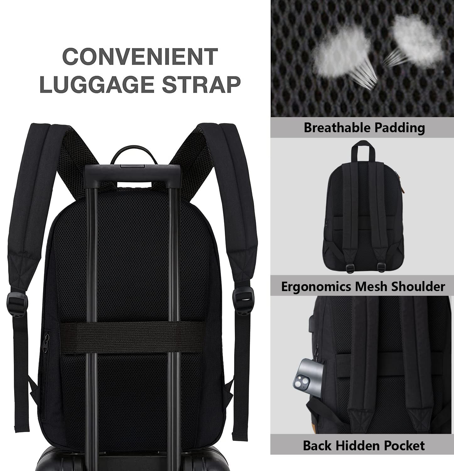 Laptop Backpack 17.3×12.5×5.9 Inch USB Port Lunch & Pencil Bag – School Use