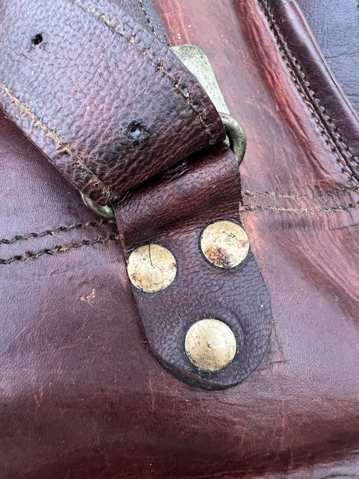 Vintage Leather Messenger Bag Briefcase Laptop Fabric Interior 13″x 10″x 4″