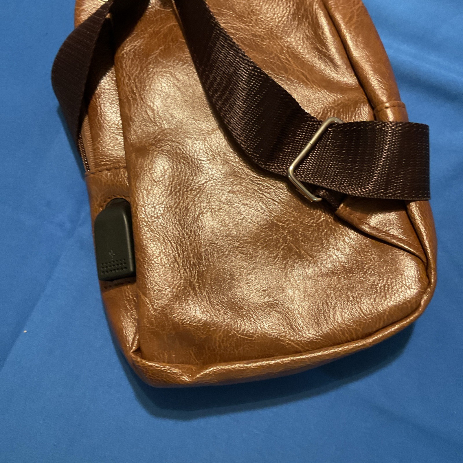 JUMO CYLY Polyurethane Leather Men’s Shoulder Crossbody Sling Bag with USB Port