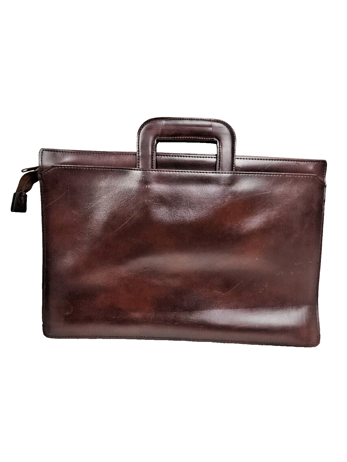 Vintage Portfolio Business Briefcase Traveling Brown Collapsible Handle 17x11x3