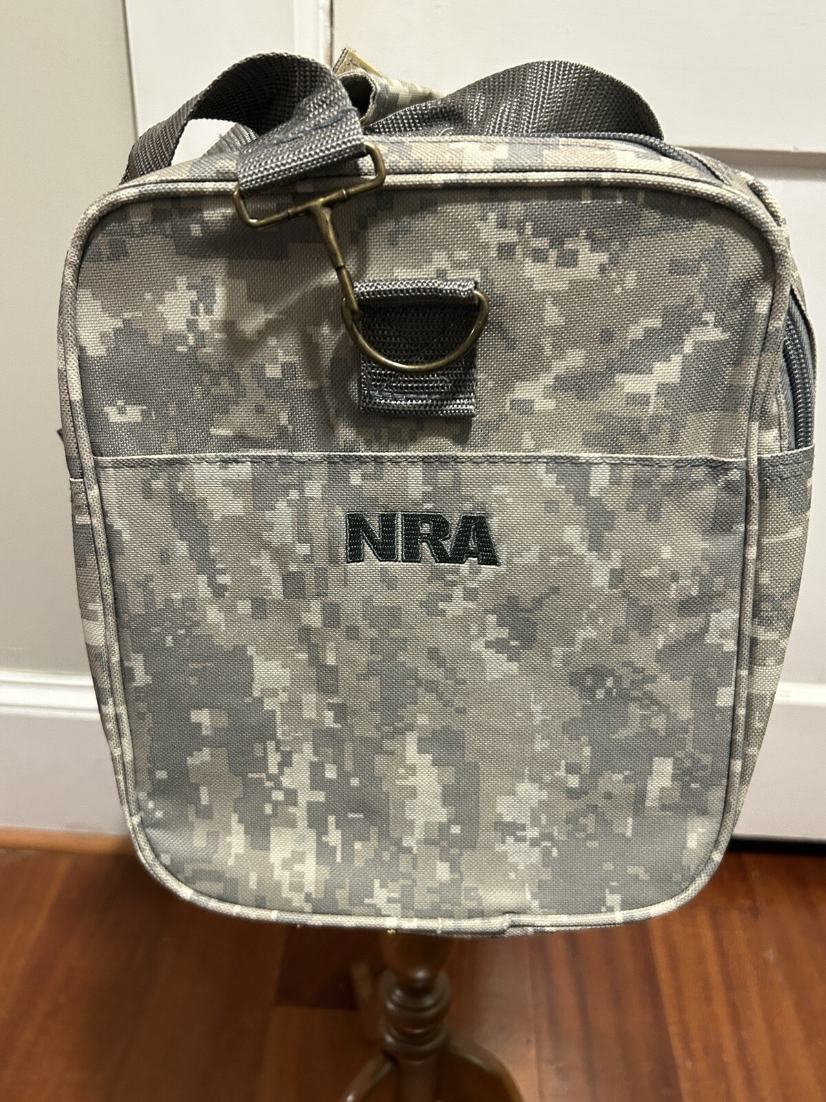 Vintage Digital Camouflage N.R.A. Duffel Bag American Flag Embroidery 14x9x8 in.