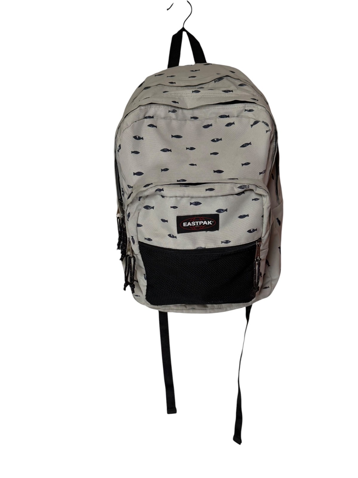 Eastpak Fish Print Backpack Gray Black School Travel Laptop Book Bag