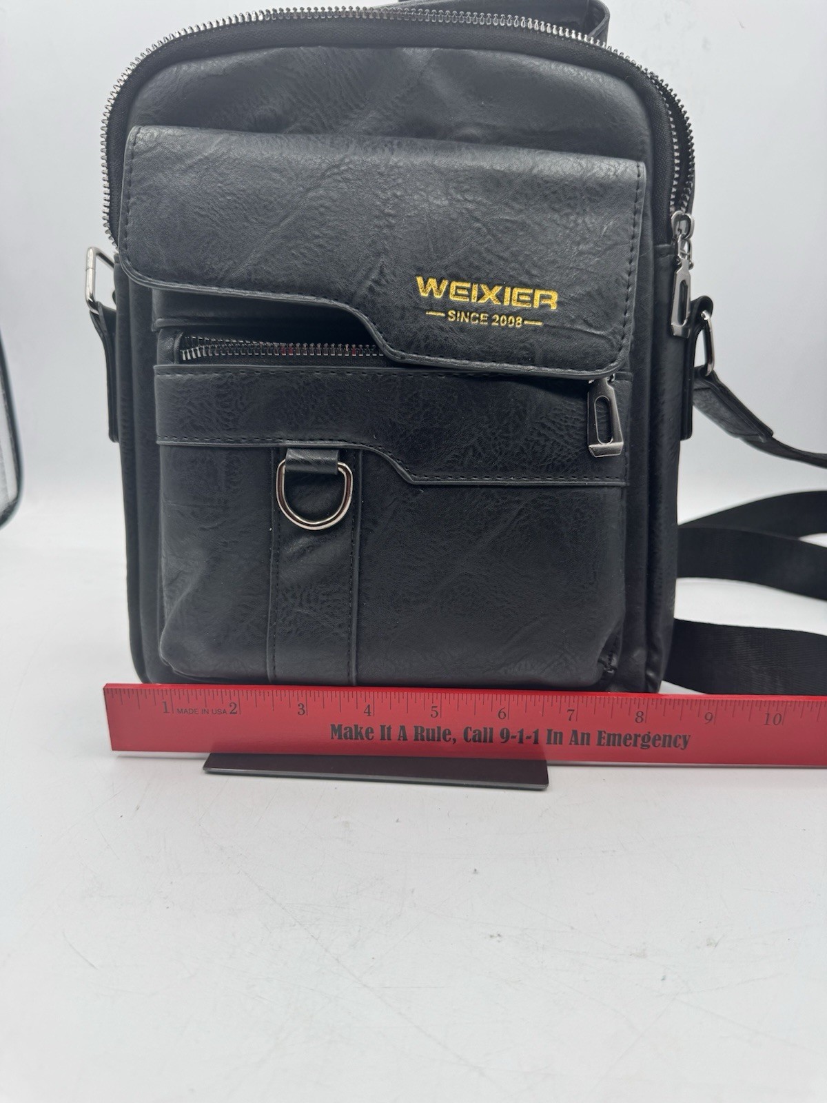 WEIXIER Shoulder Bag Men Black Leather Crossbody Messenger Travel