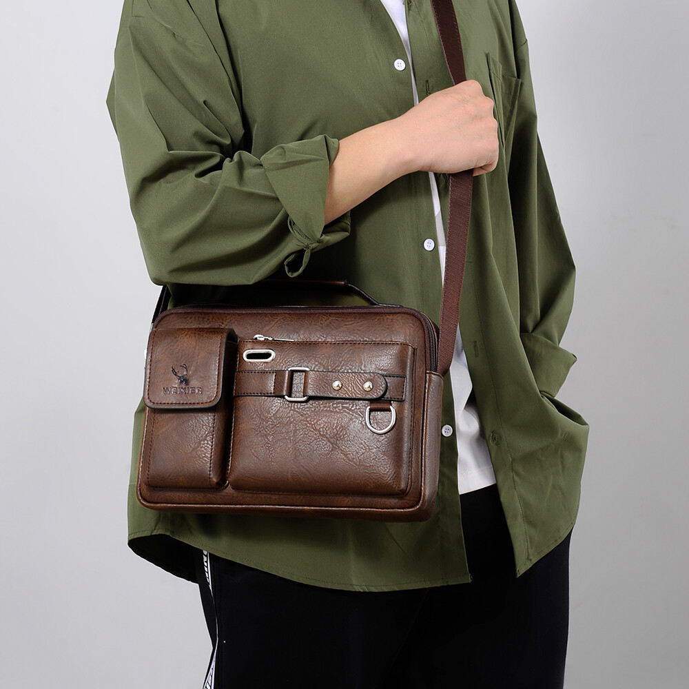 Men’s Handbag Shoulder Bag Leather Business Briefcase Crossbody Casual Fashion
