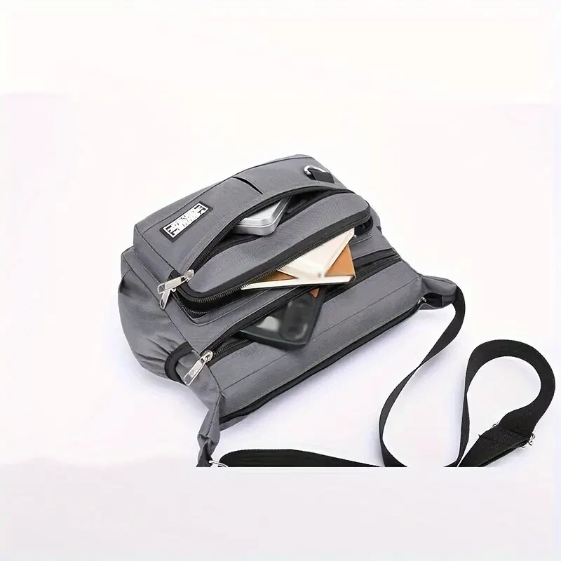 Large Capacity Nylon Crossbody Bag for Men/Women – Adj. Strap – (Dark Blue)