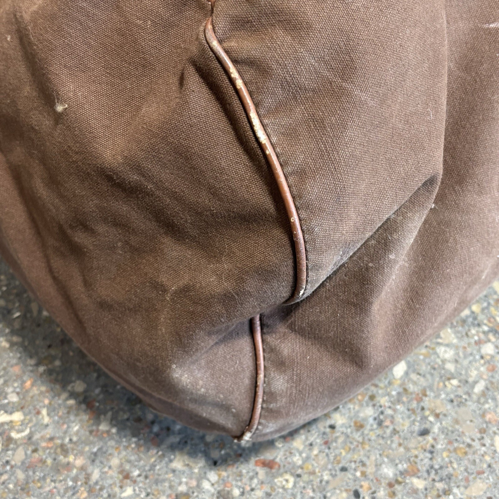 Vintage L.L. Bean Large Duffel Weekender Bag Canvas Leather Trim Sawtooth Tag