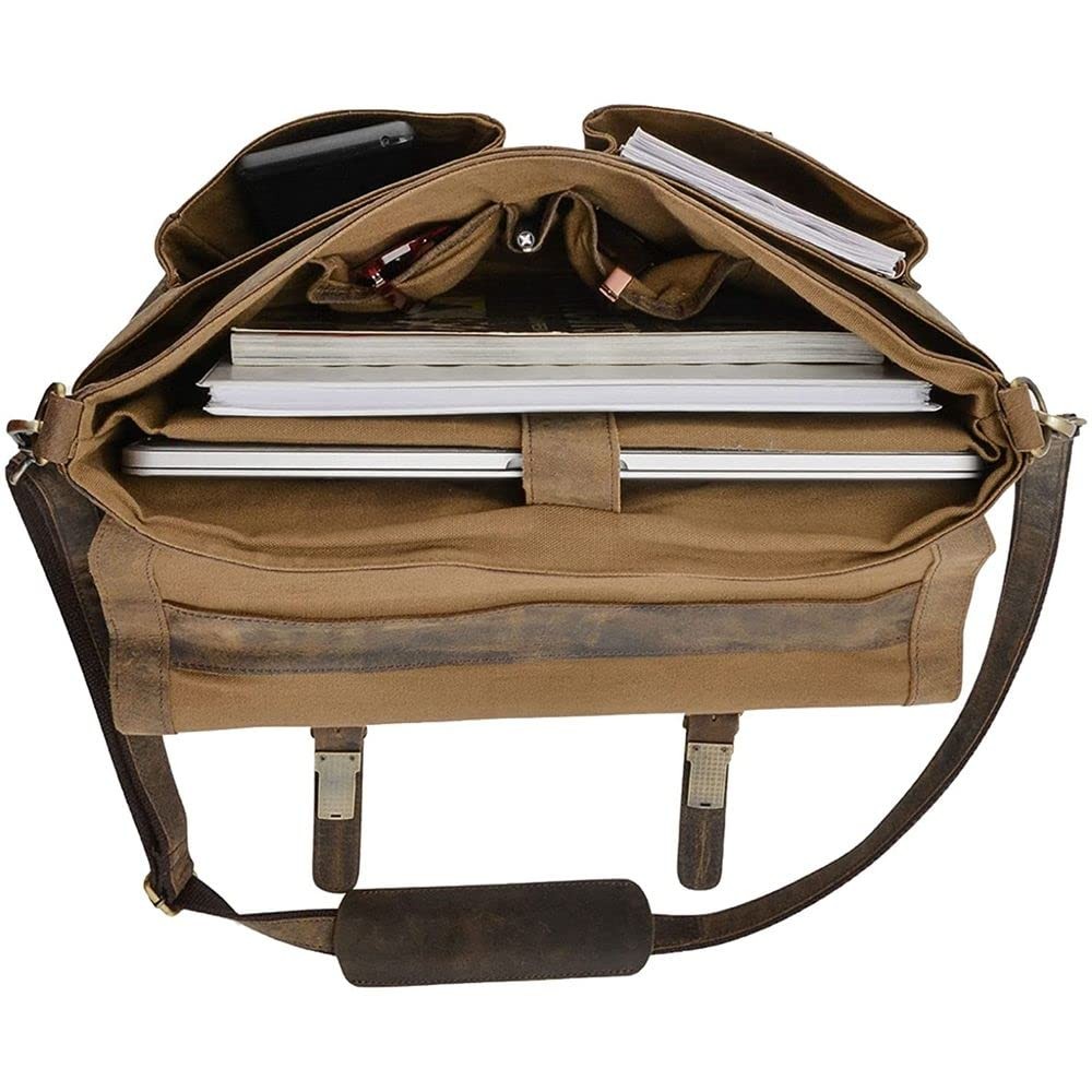 16 Inch Leather briefcase Laptop Messenger Bags for Men and Women Best Office…