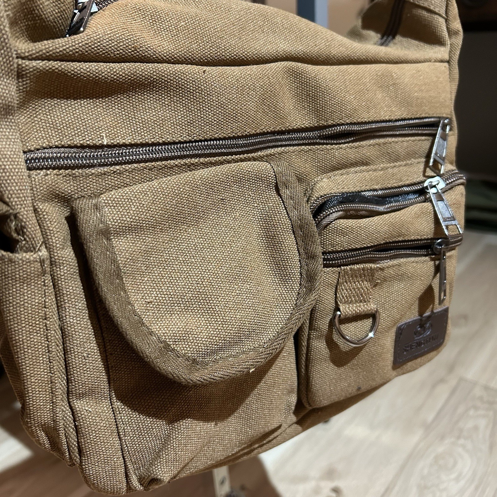 Men’s Canvas Messenger Bag Laptop Shoulder Satchel Crossbody School Bag – Coffee