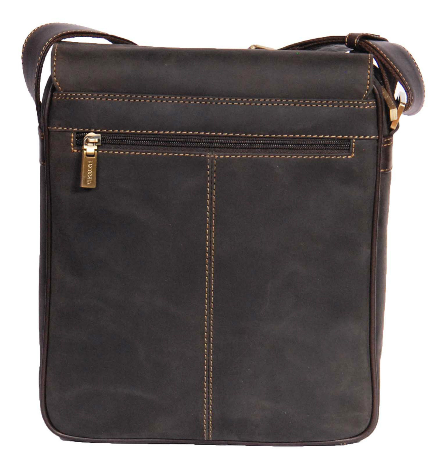 Vintage Real Leather Shoulder Cross Body Organiser Work iPad Tablet Bag Brown