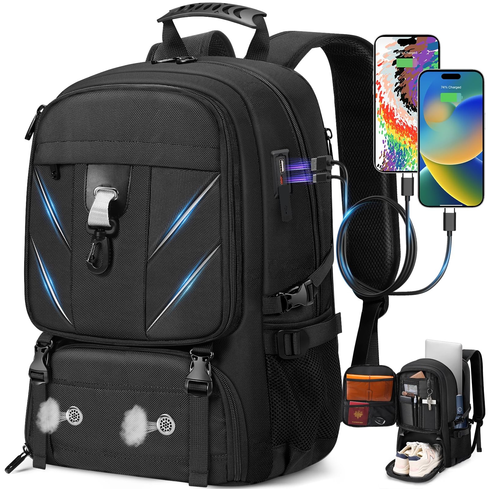 17.3 Inch Travel Laptop Backpack with Shoe Compartment,Water Resistant Anti T…