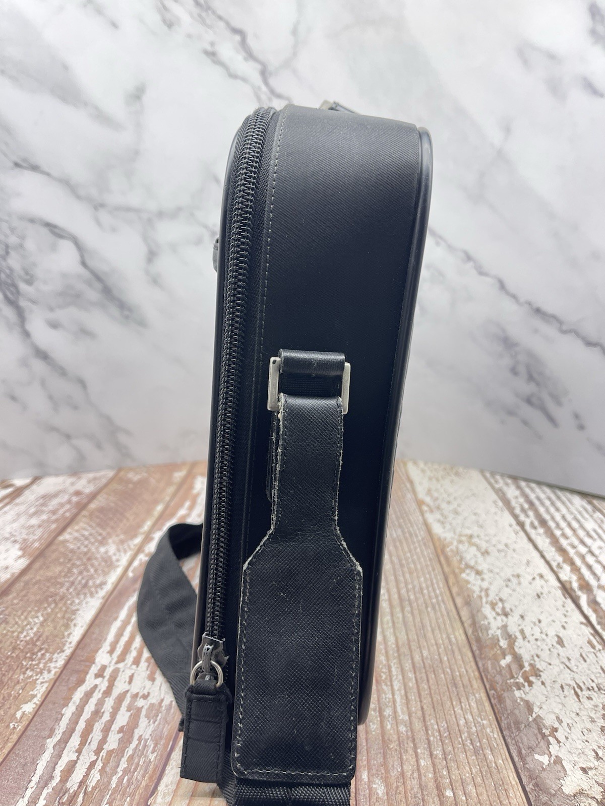 Authentic Prada Black Tessuto Nylon Briefcase Laptop Bag w/ Strap USA Seller