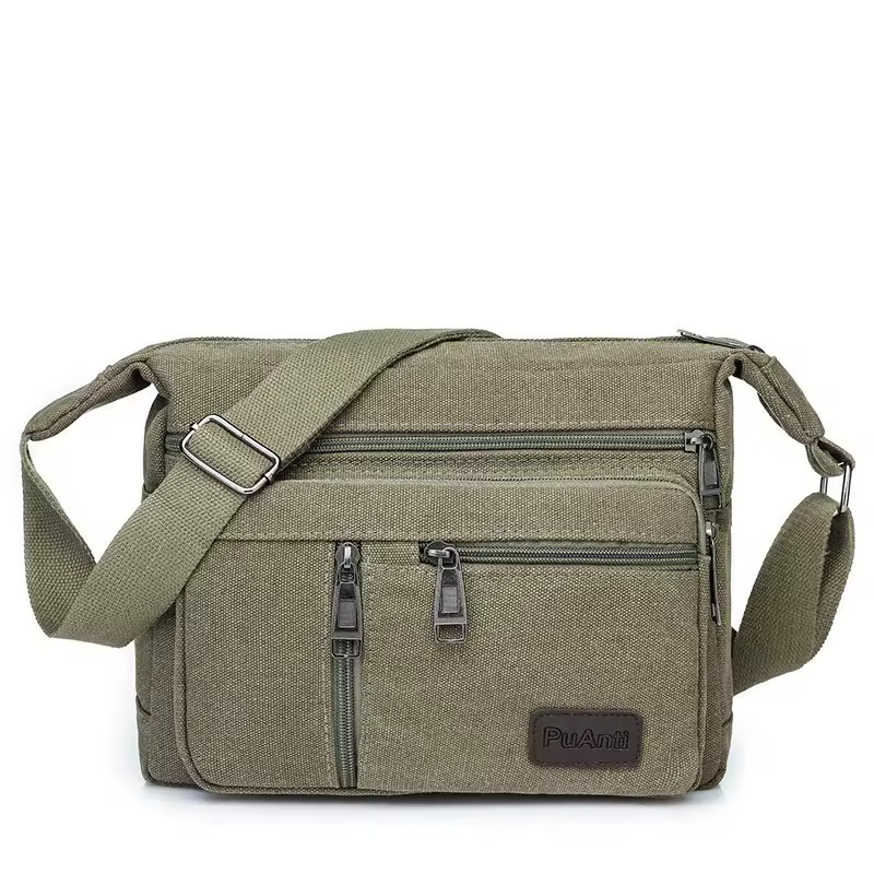 Men Casual Canvas Shoulder Bag Large Capacity Crossbody Messenger Travel Bag
