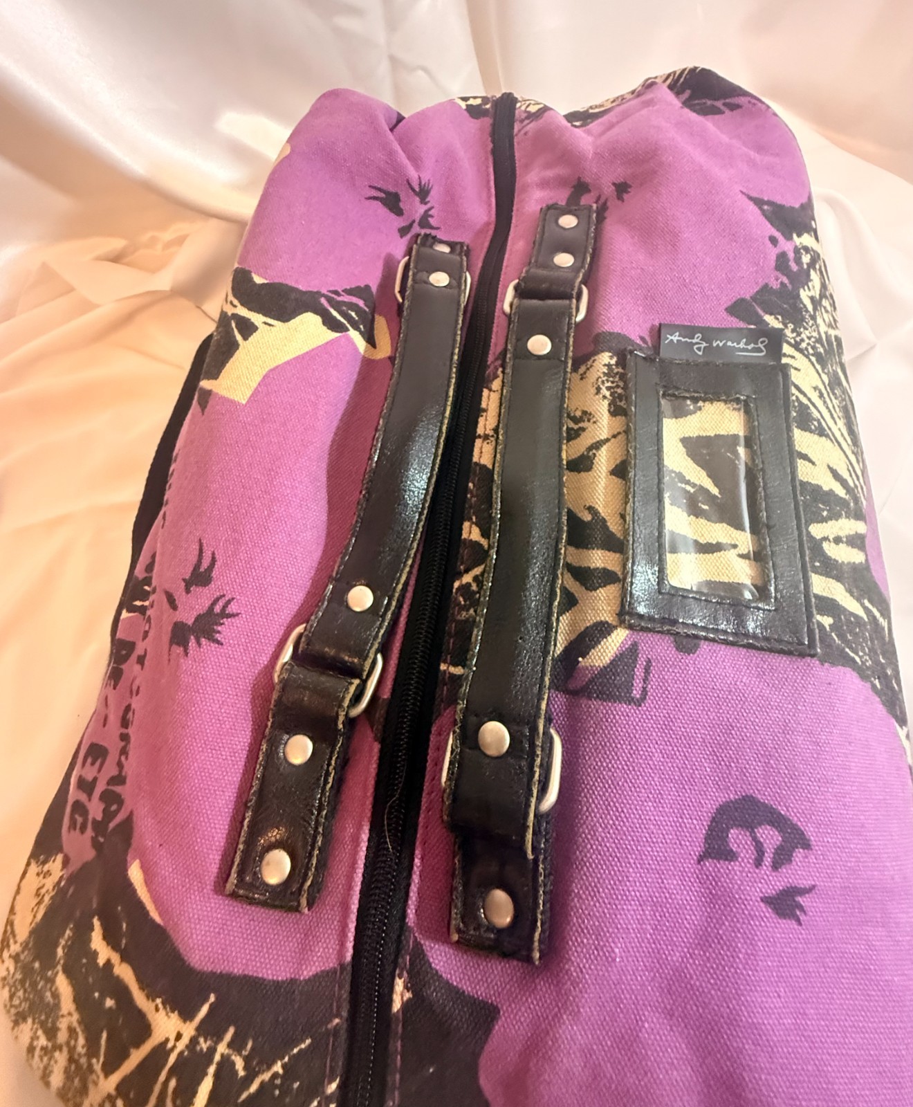 Andy Warhol Museum Collection Purple Canvas FLOWERS Duffel Weekender Bag