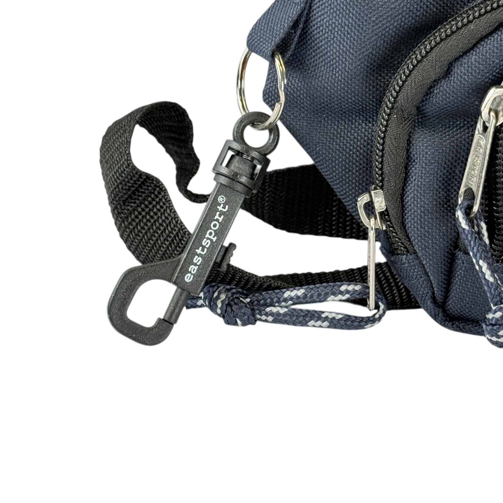 Vintage EastSport Navy Blue Fanny Pack Waist Belt Bag 3 Pouch 90s Y2K