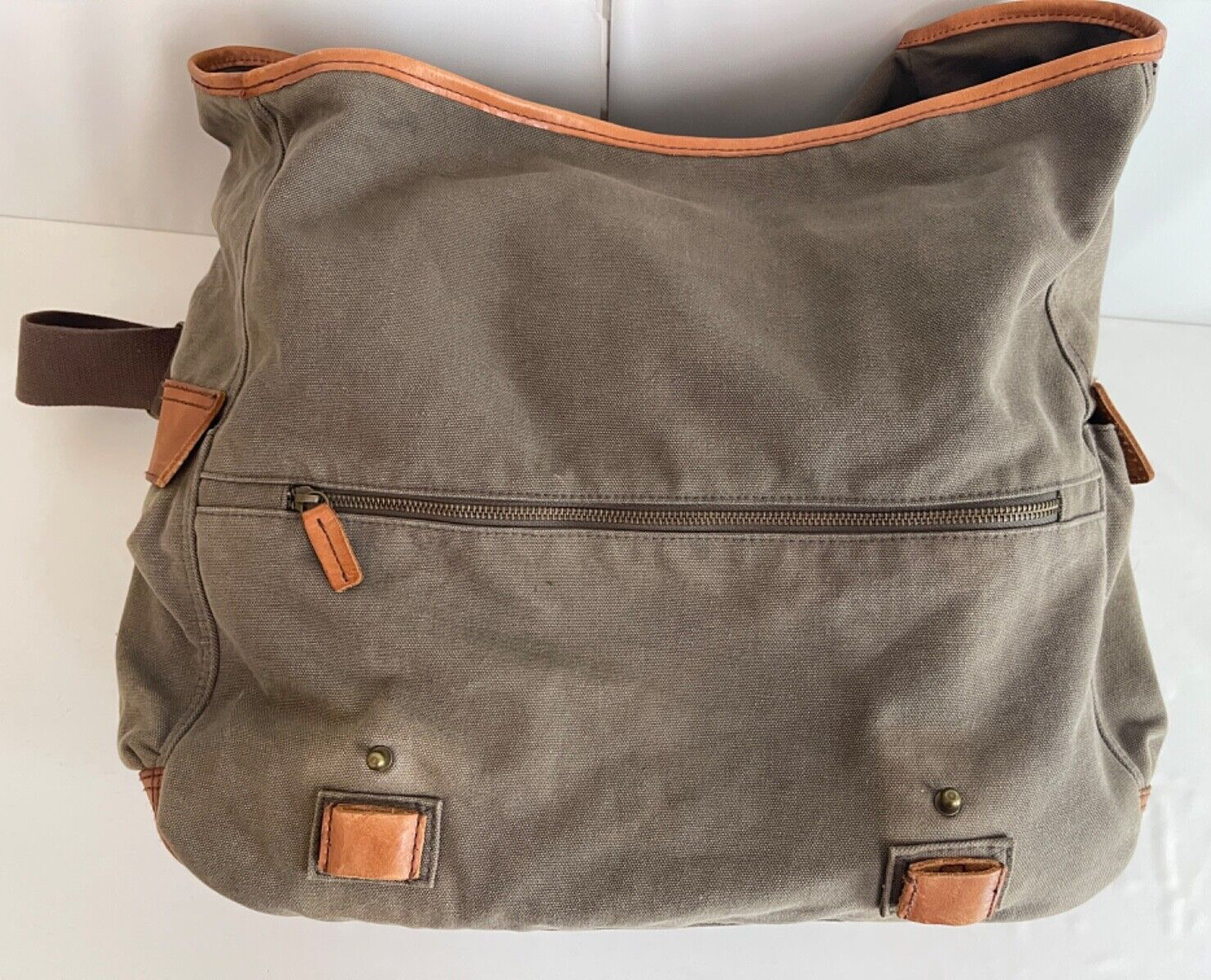 J.Crew Cotton/Leather Duffle bag Olive.