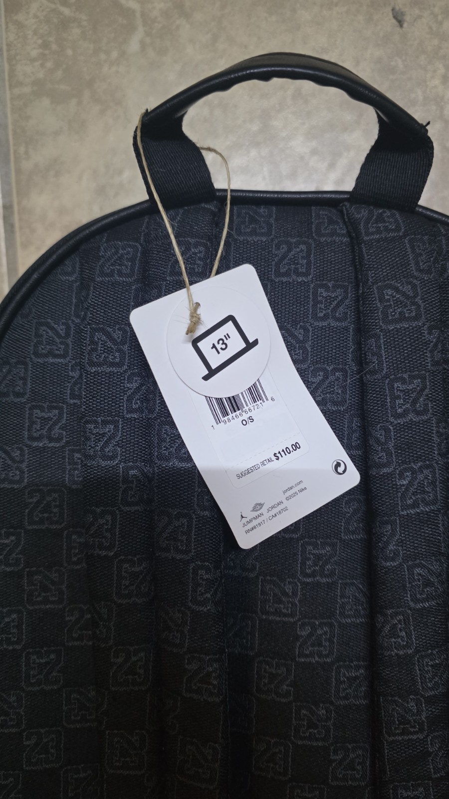 Jordan Air Monogram Backpack 20L Black Bookbag Luxury Bag MA9155-023 Limited