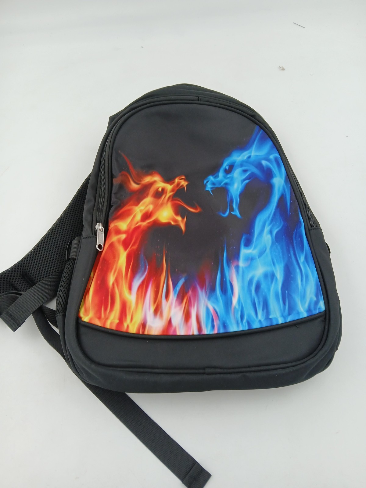 Fire Ice Dragon Backpack School Bag Large Flame Graphic 19in Kids Bookbag Travel