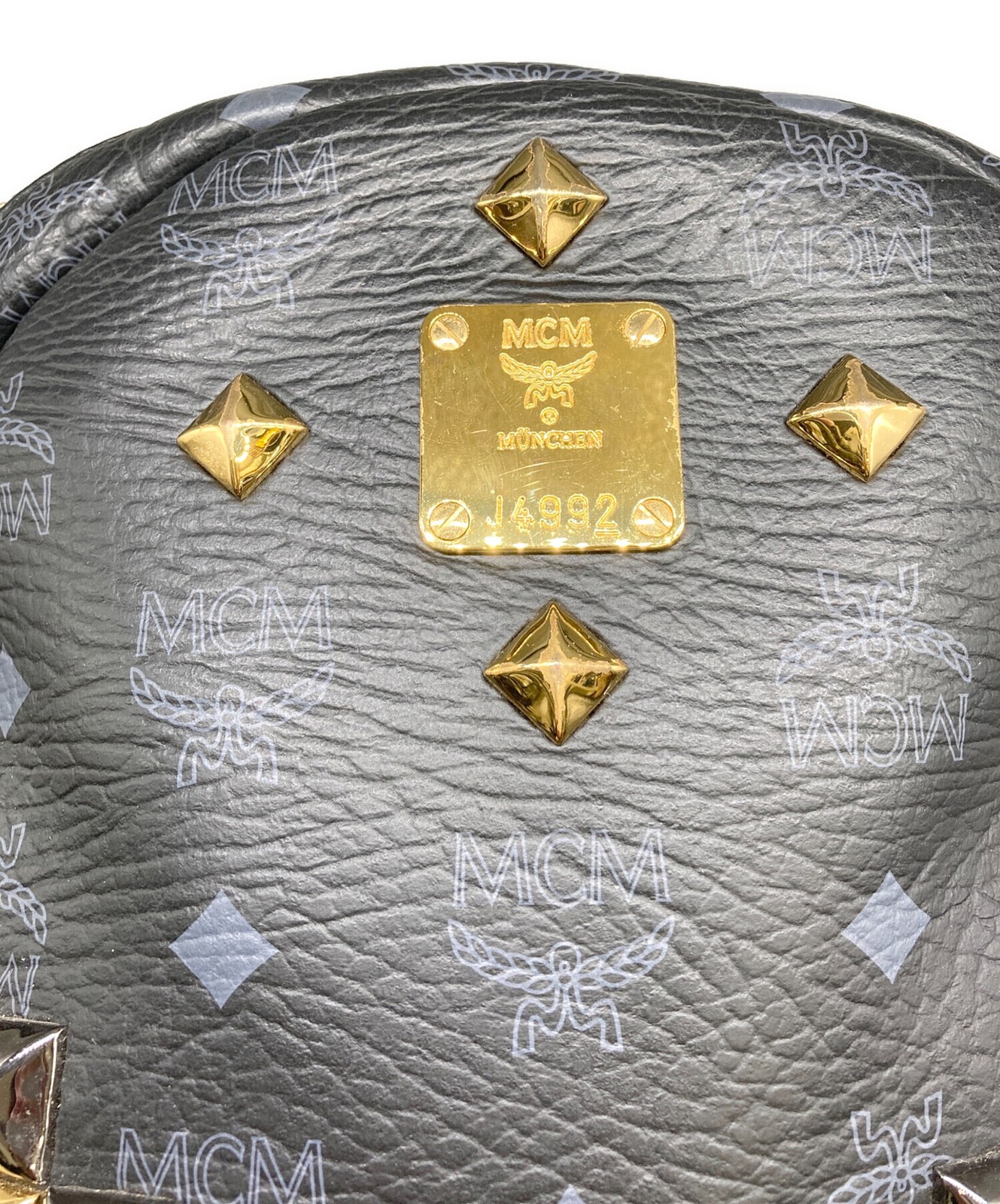 MCM Mens Black Studded Logo Backpack MMK3AVE18BK001 Korea 42cm 40cm 14cm