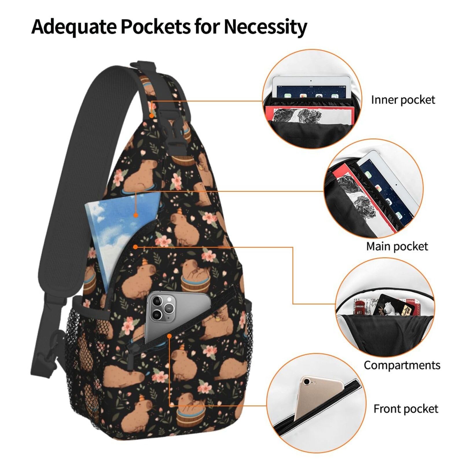 Butterflies Sling Bag, Crossbody Backpack, Women Men, Travel, Hiking, Chest
