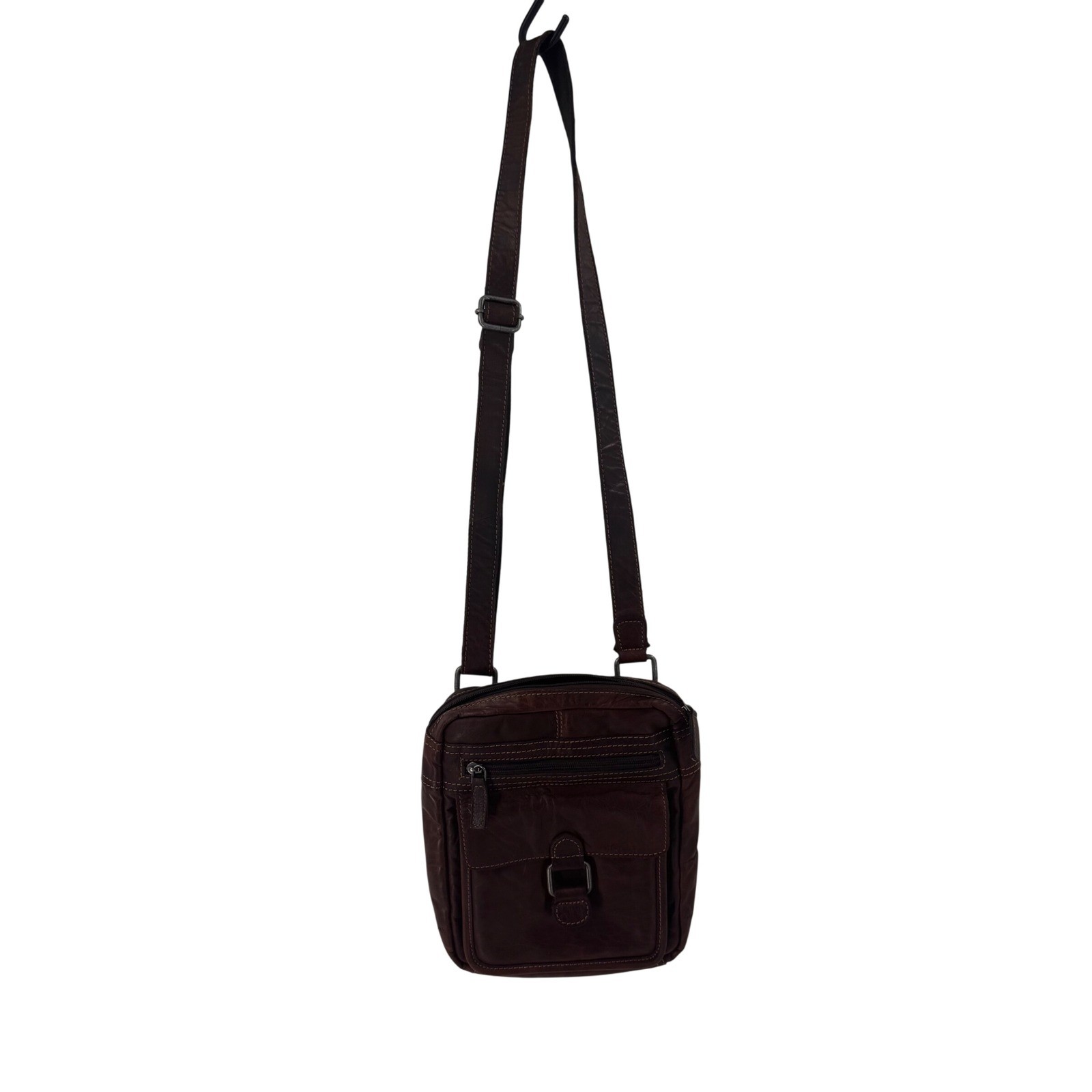 Jack Georges Brown Leather Crossbody Messenger Bag Small Vertical Tablet Bag