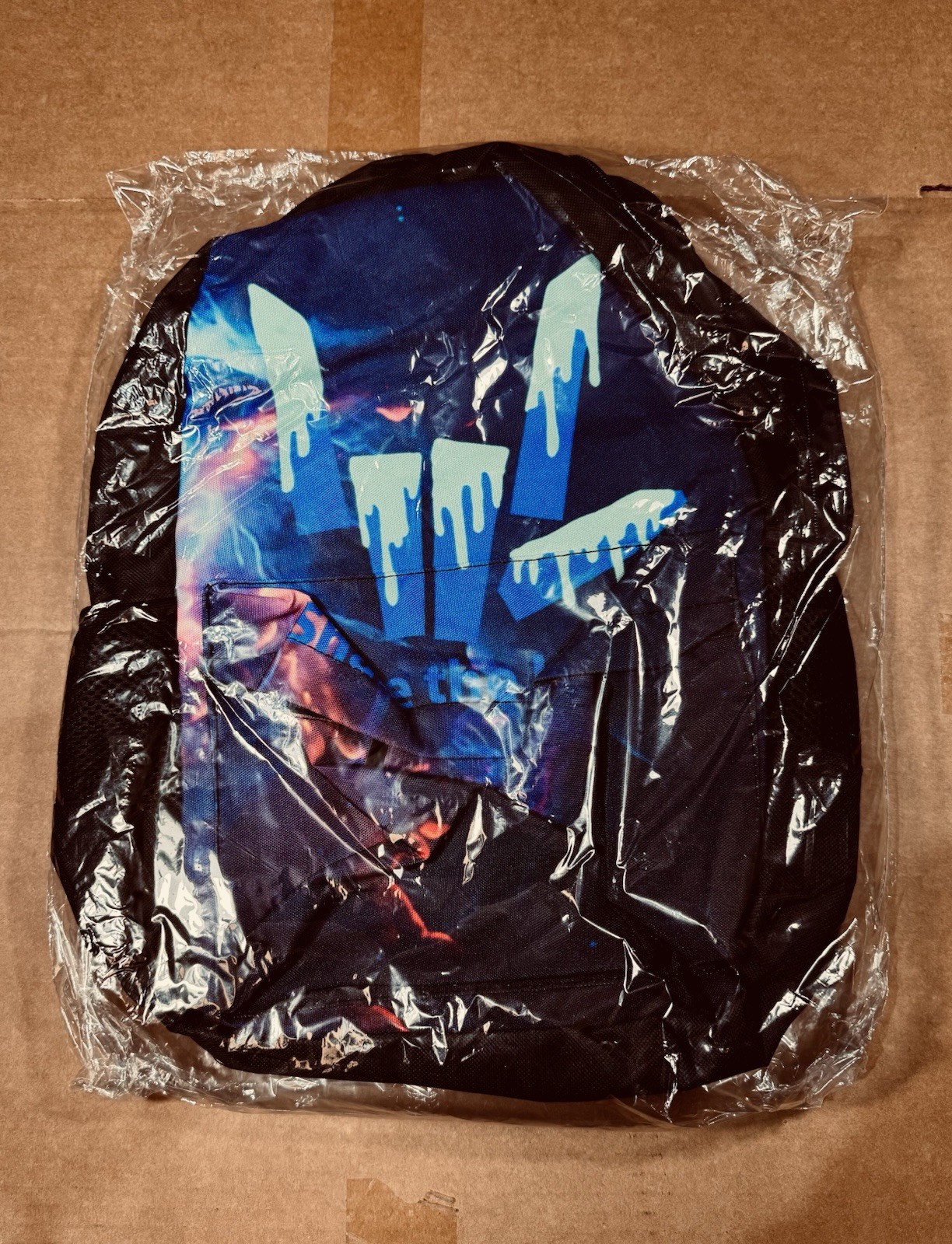 Graffiti Drip Print Backpack Galaxy School Bag Black Daypack New
