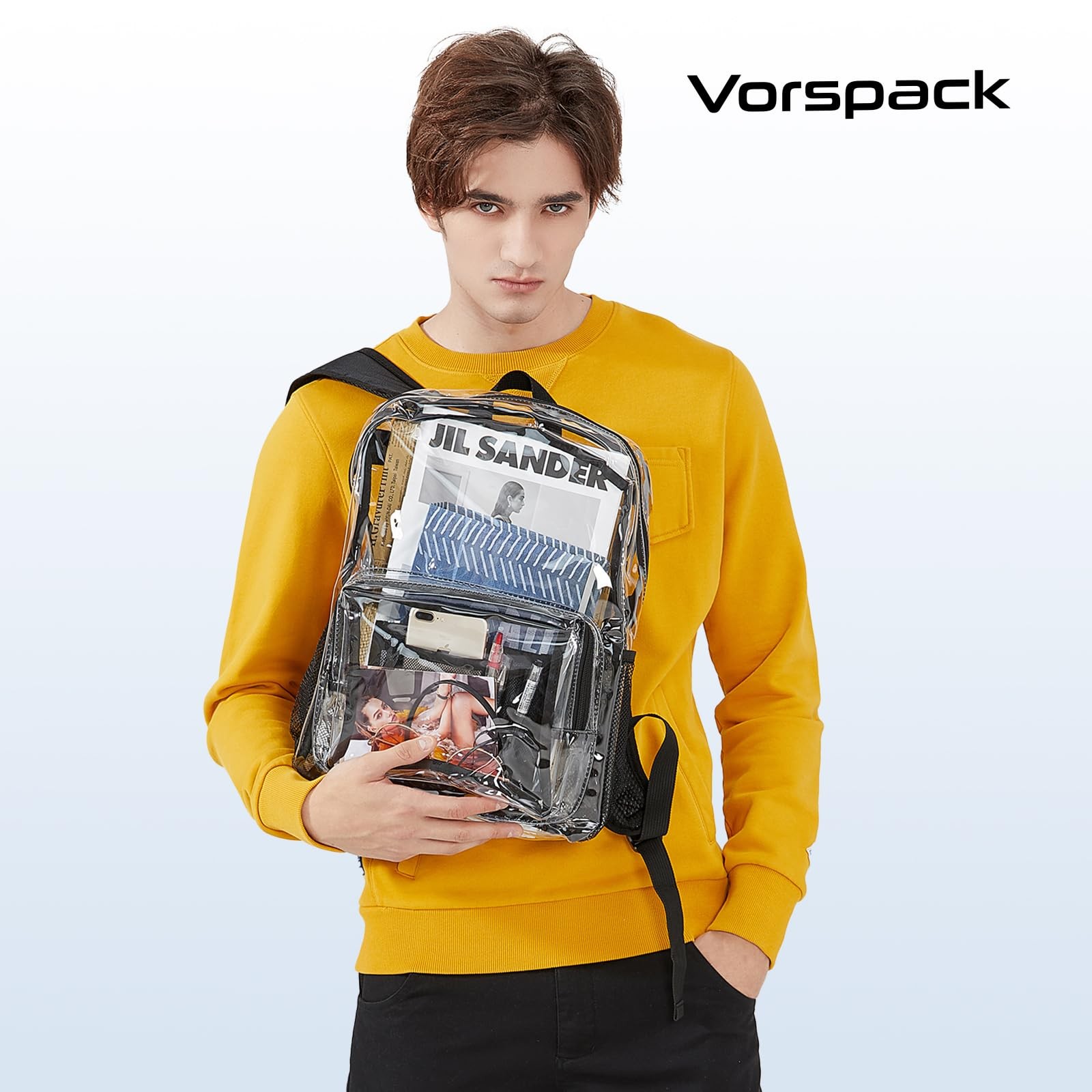 Clear Backpack Heavy Duty PVC Transparent Backpack with Reinforced Strap & La…